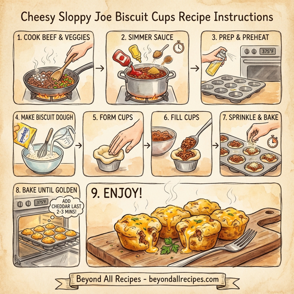 Cheesy Sloppy Joe Biscuit Cups instructions
