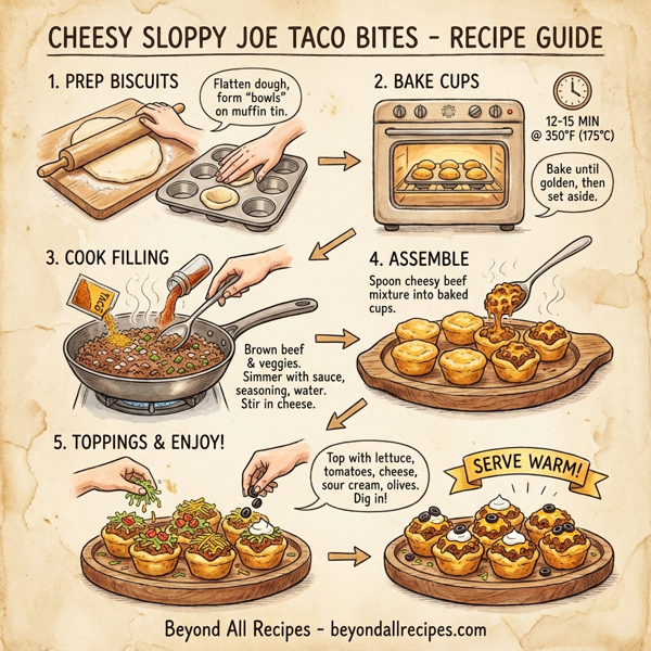 Cheesy Sloppy Joe Taco Bites instructions