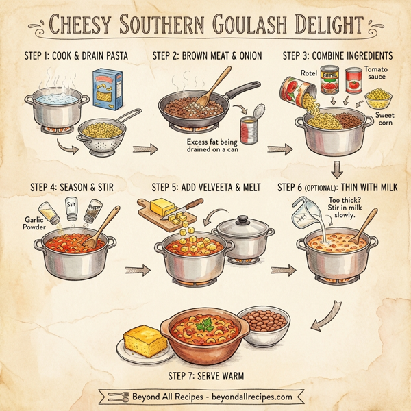 Cheesy Southern Goulash Delight instructions