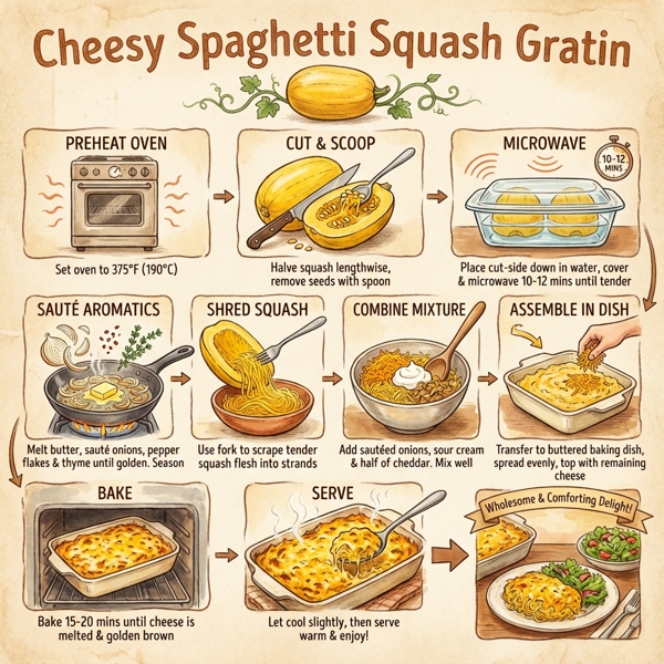 Cheesy Spaghetti Squash Gratin instructions