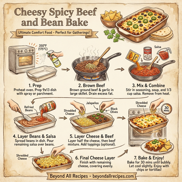 Cheesy Spicy Beef and Bean Bake instructions