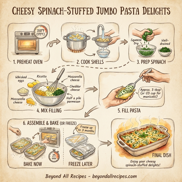 Cheesy Spinach-Stuffed Jumbo Pasta Delights instructions