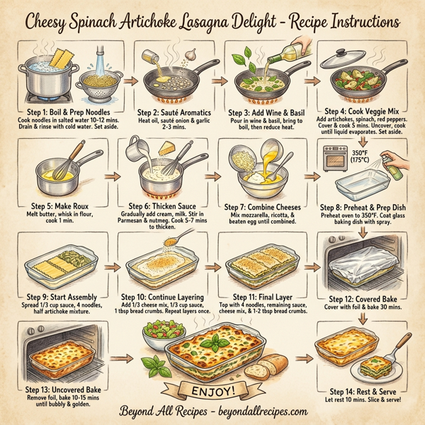 Cheesy Spinach Artichoke Lasagna Delight instructions