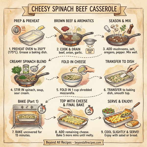 Cheesy Spinach Beef Casserole instructions