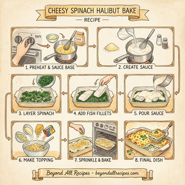 Cheesy Spinach Halibut Bake instructions