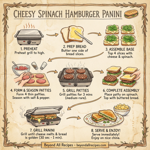 Cheesy Spinach Hamburger Panini instructions