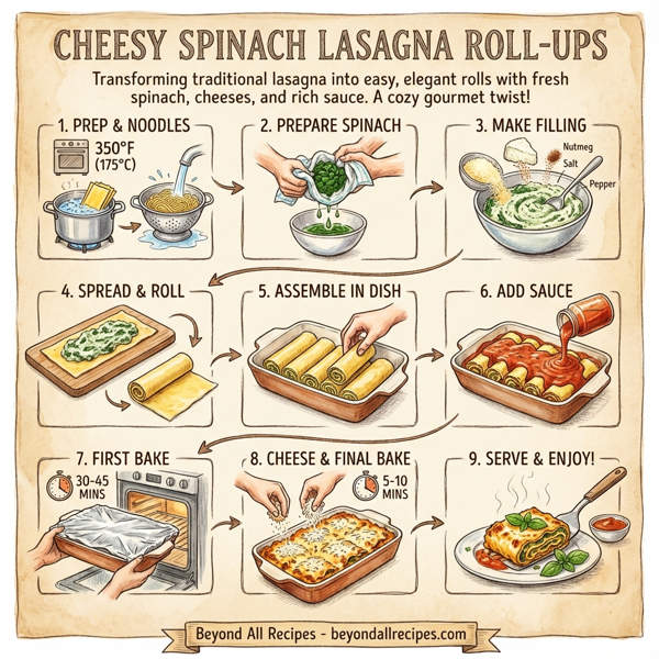 Cheesy Spinach Lasagna Roll-Ups instructions