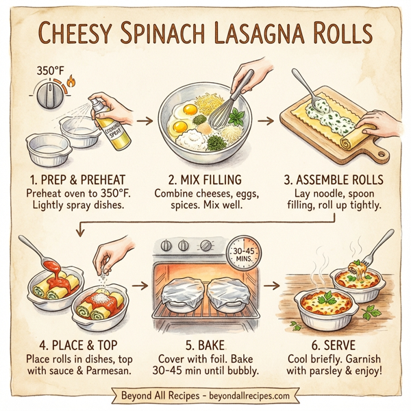 Cheesy Spinach Lasagna Rolls instructions