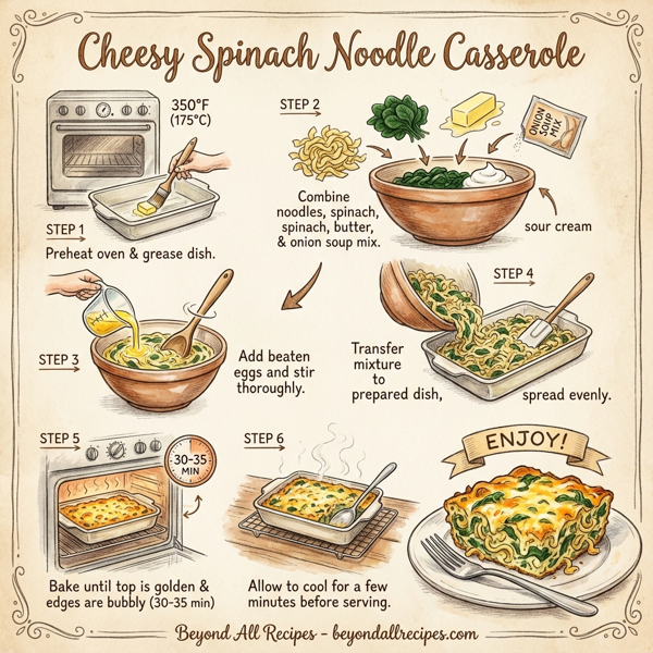 Cheesy Spinach Noodle Casserole instructions