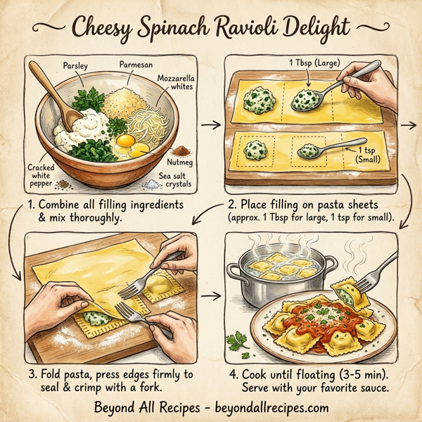 Cheesy Spinach Ravioli Delight instructions