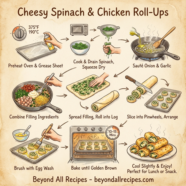 Cheesy Spinach & Chicken Roll-Ups instructions