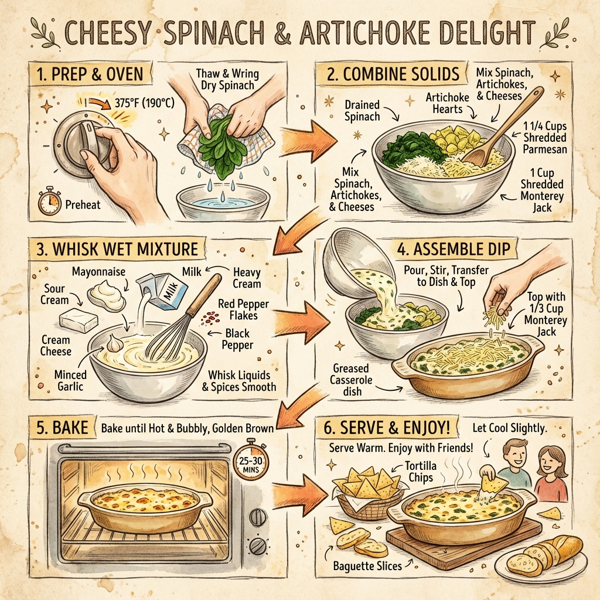 Cheesy Spinach and Artichoke Delight instructions