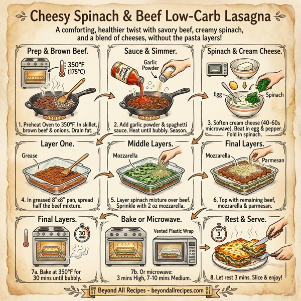 Cheesy Spinach and Beef Low-Carb Lasagna instructions