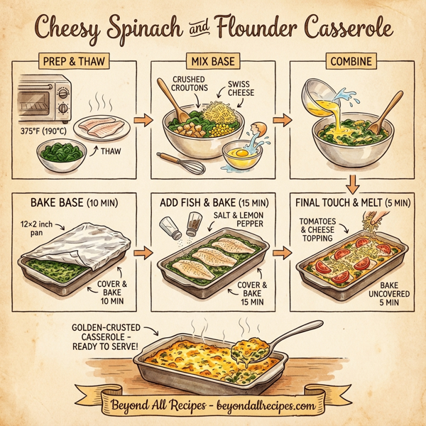 Cheesy Spinach and Flounder Casserole instructions