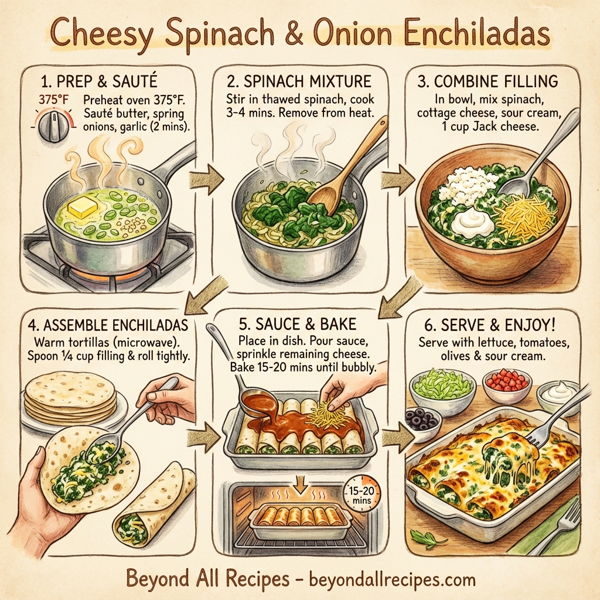 Cheesy Spinach and Onion Enchiladas instructions