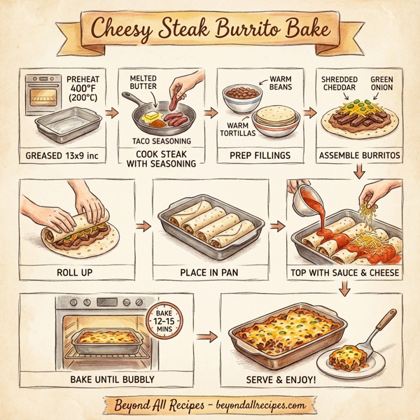 Cheesy Steak Burrito Bake instructions