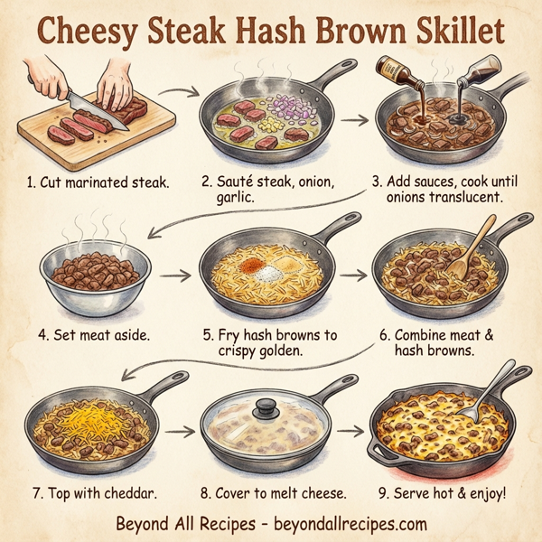 Cheesy Steak Hash Brown Skillet instructions