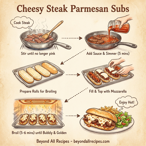 Cheesy Steak Parmesan Subs instructions