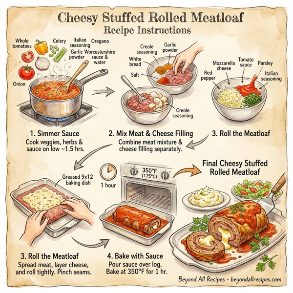 Cheesy Stuffed Rolled Meatloaf instructions
