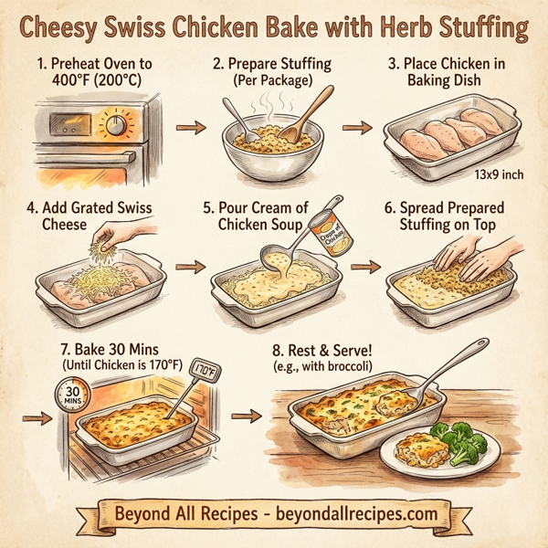 Cheesy Swiss Chicken Bake with Herb Stuffing instructions