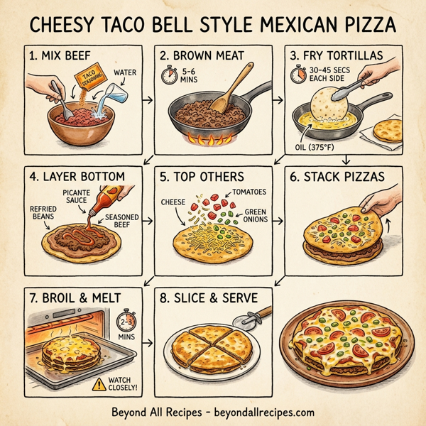 Cheesy Taco Bell Style Mexican Pizza instructions
