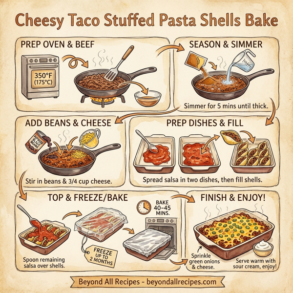 Cheesy Taco Stuffed Pasta Shells Bake instructions