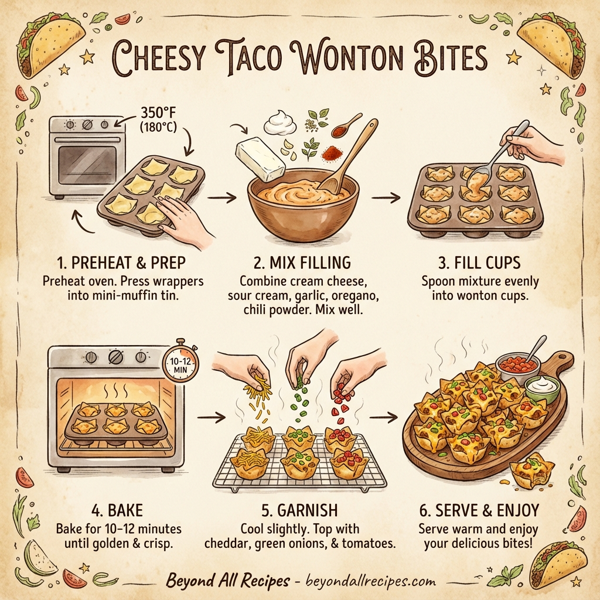 Cheesy Taco Wonton Bites instructions
