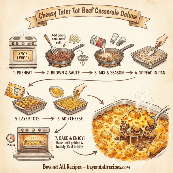 Cheesy Tater Tot Beef Casserole Deluxe instructions