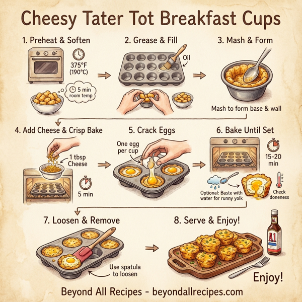 Cheesy Tater Tot Breakfast Cups instructions
