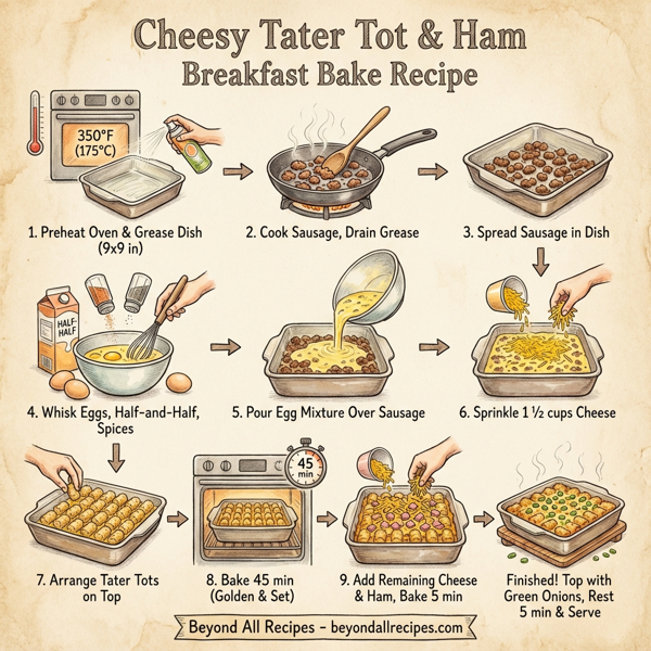 Cheesy Tater Tot & Ham Breakfast Bake instructions