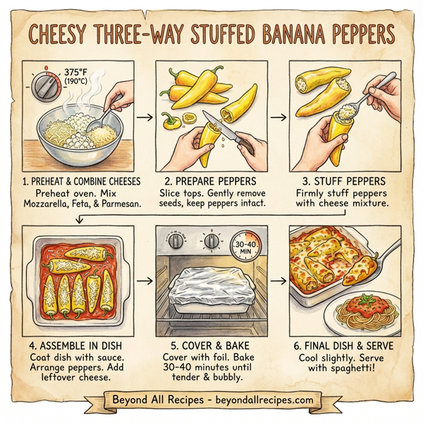 Cheesy Three-Way Stuffed Banana Peppers instructions