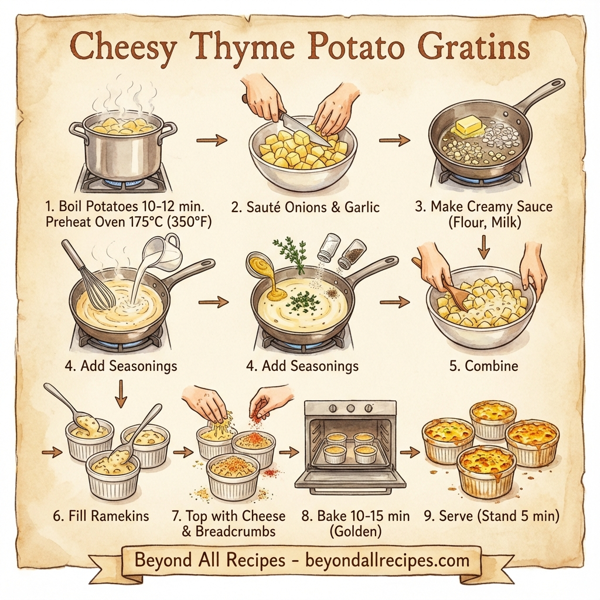 Cheesy Thyme Potato Gratins instructions