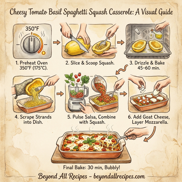 Cheesy Tomato Basil Spaghetti Squash Casserole instructions