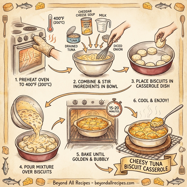 Cheesy Tuna Biscuit Casserole instructions