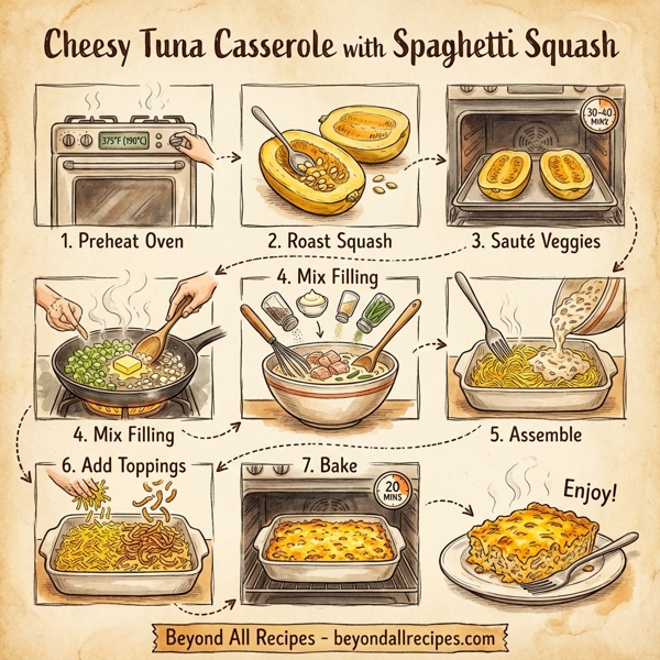 Cheesy Tuna Casserole with Spaghetti Squash instructions