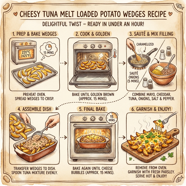 Cheesy Tuna Melt Loaded Potato Wedges instructions