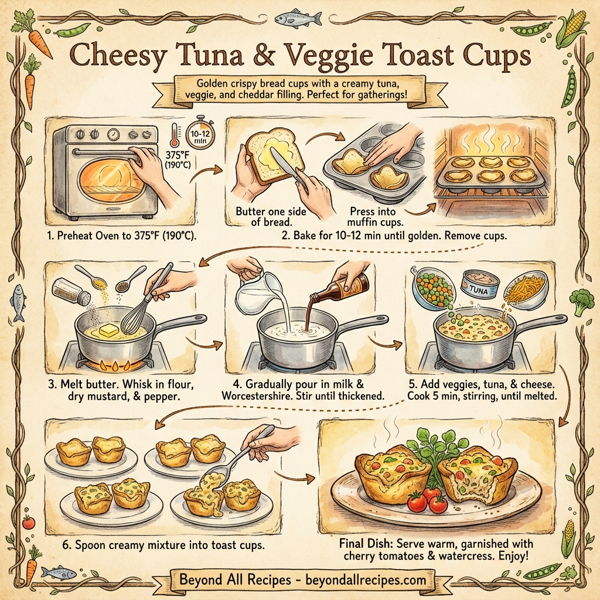 Cheesy Tuna & Veggie Toast Cups instructions