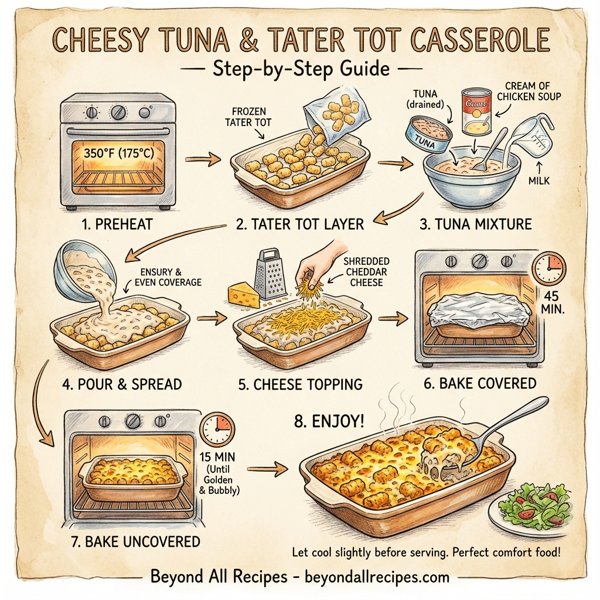 Cheesy Tuna and Tater Tot Casserole instructions