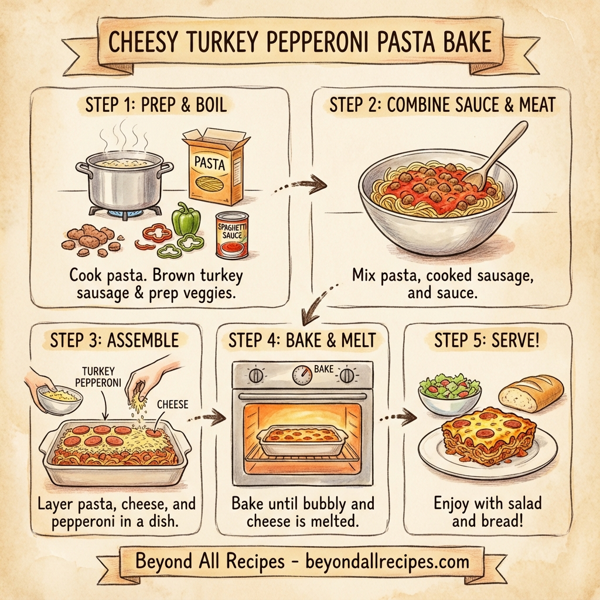 Cheesy Turkey Pepperoni Pasta Bake instructions