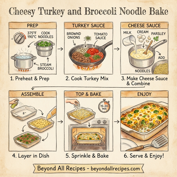 Cheesy Turkey and Broccoli Noodle Bake instructions