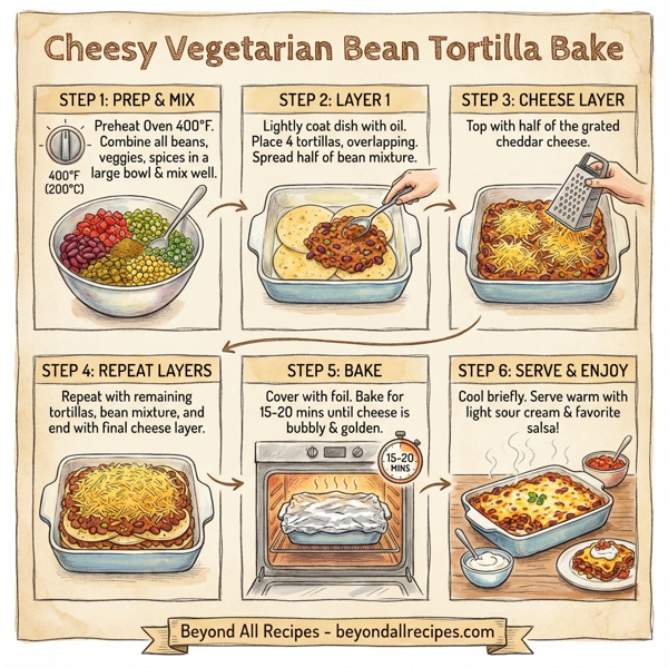 Cheesy Vegetarian Bean Tortilla Bake instructions