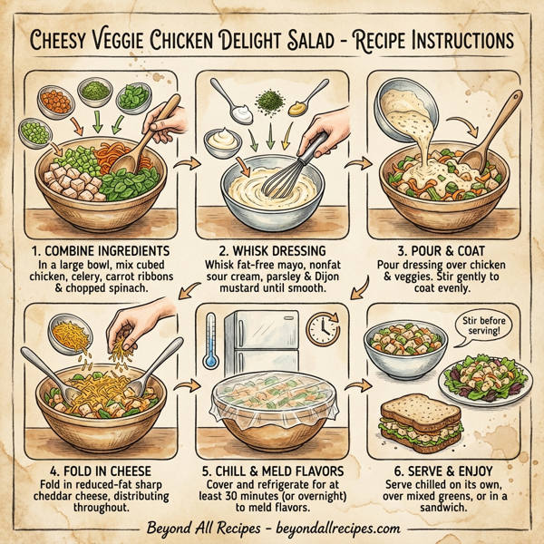 Cheesy Veggie Chicken Delight Salad instructions