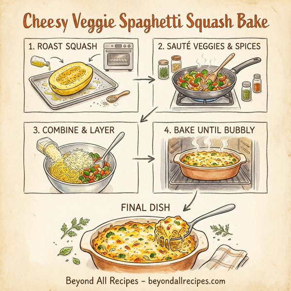 Cheesy Veggie Spaghetti Squash Bake instructions