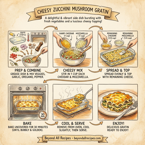 Cheesy Zucchini Mushroom Gratin instructions