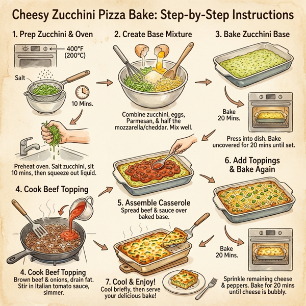 Cheesy Zucchini Pizza Bake instructions