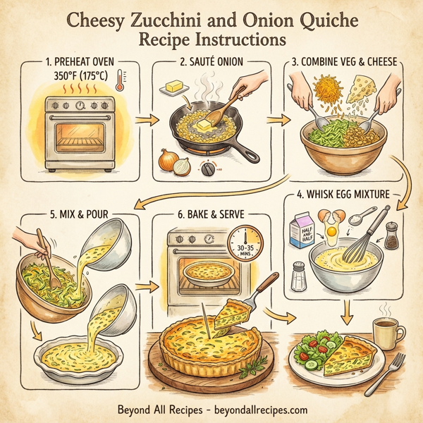 Cheesy Zucchini and Onion Quiche instructions