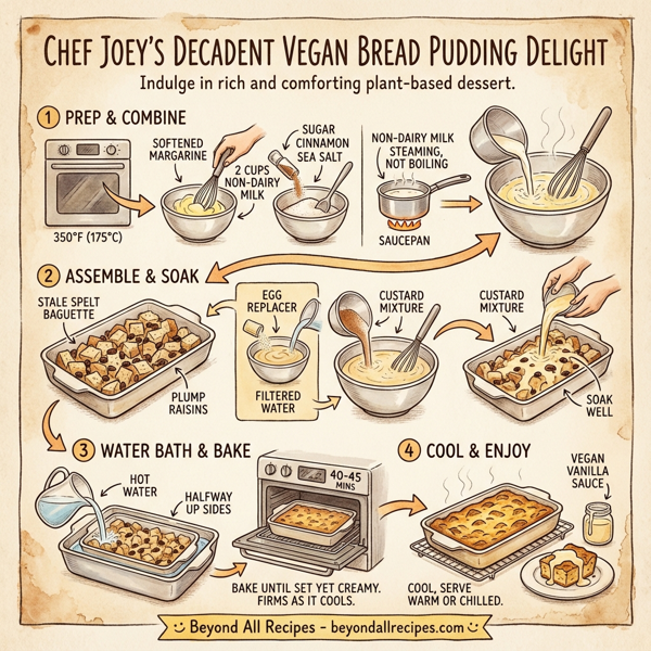 Chef Joey's Decadent Vegan Bread Pudding Delight instructions