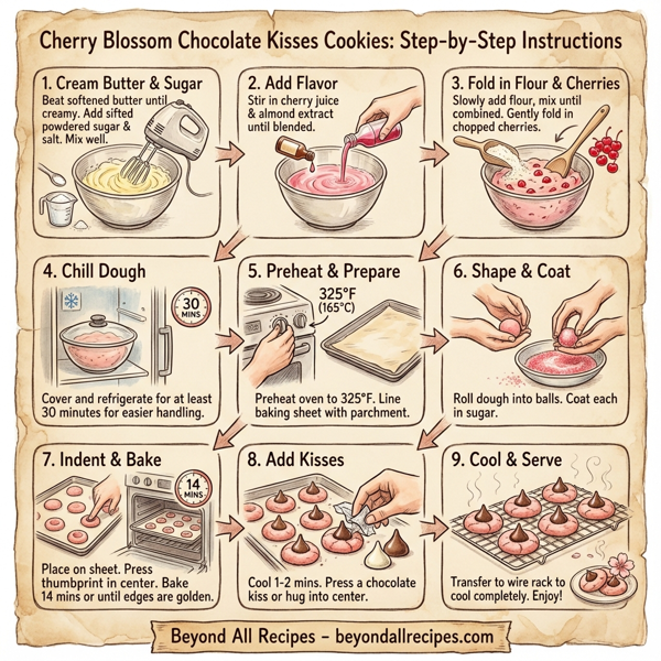 Cherry Blossom Chocolate Kisses Cookies instructions