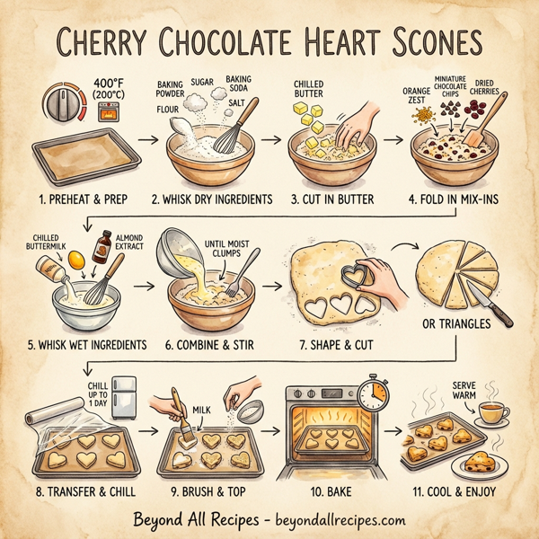 Cherry Chocolate Heart Scones instructions