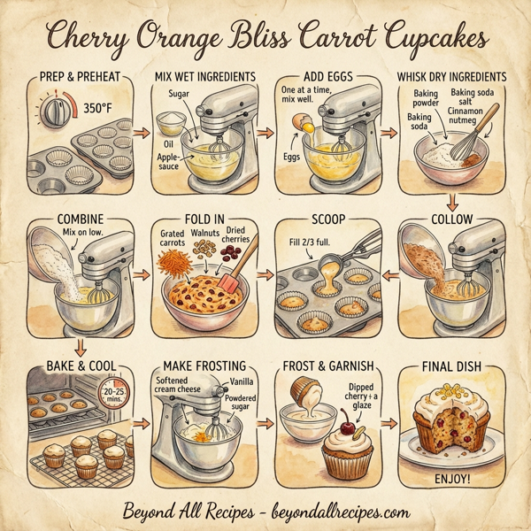 Cherry Orange Bliss Carrot Cupcakes instructions